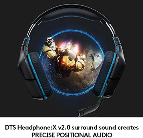 Logitech G432 Wired Gaming Headset, 7.1 Surround Sound, DTS Headphone:X 2.0, Flip-to-Mute Mic, PC (Leatherette) Black/Blue, 7.2 x 3.2 x 6.8 inches thumbnail-1