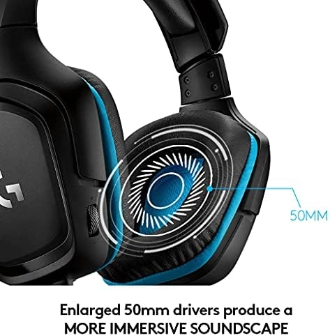 Logitech G432 Wired Gaming Headset, 7.1 Surround Sound, DTS Headphone:X 2.0, Flip-to-Mute Mic, PC (Leatherette) Black/Blue, 7.2 x 3.2 x 6.8 inches thumbnail-2