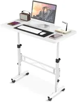 Small Standing Desk Adjustable Height, Mobile Stand Up Desk with Wheels, 32 Inch Portable Rolling Desk Small Computer Desk, Portable Laptop Desk Standing Table Sit Stand White