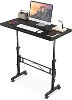 Small Standing Desk Adjustable Height, Mobile Stand Up Desk with Wheels, 32 Inch Portable Rolling Desk Small Computer Desk, Portable Laptop Desk Standing Table Black